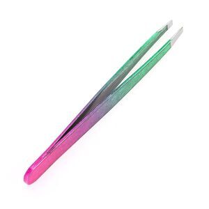 Ice Flower Flat Edge Eyebrow Tweezers for Bathroom Travel Hotel Pink